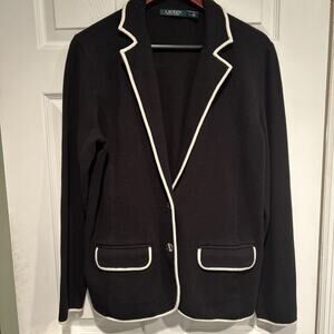 Lauren Ralph Lauren Blazer Womens L Black Equestrian Career Office Sweater